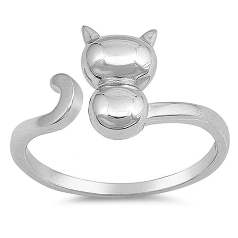 Sterling Silver Cat Shaped Plain RingsAnd Face Height 12mm