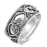 Sterling Silver Heart Rope Bali Design Ring And Face Height 10mm