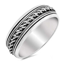 Load image into Gallery viewer, Sterling Silver Spinner Bali Design Ring And Face Height 7mm