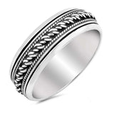 Sterling Silver Spinner Bali Design Ring And Face Height 7mm