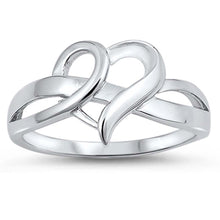 Load image into Gallery viewer, Sterling Silver High Polish Rhodium Plated Heart Shaped Plain RingsAnd Face Height 12mm