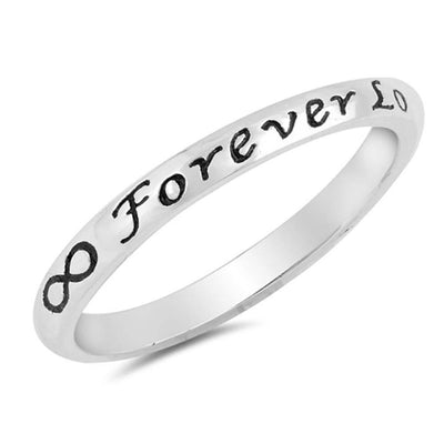 Sterling Silver High Polish Forever Love Shaped Plain RingsAnd Face Height 2mm