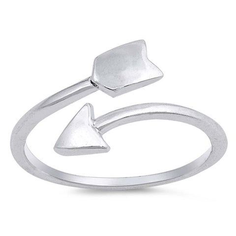 Sterling Silver High Polish Rhodium Plated Arrow Shaped Plain RingsAnd Face Height 10mm