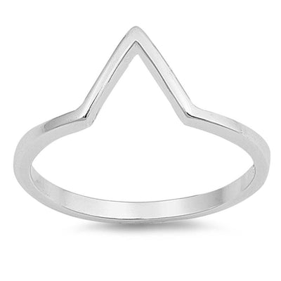 Sterling Silver Rhodium Plated V Shaped Plain RingsAnd Face Height 9mm