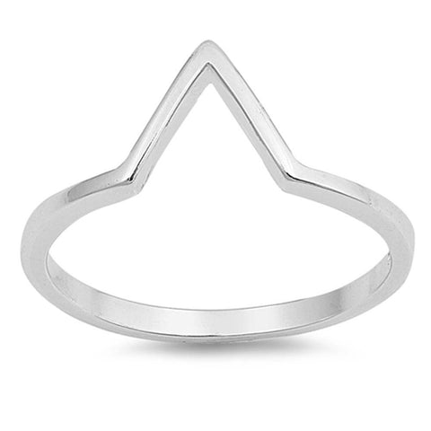 Sterling Silver Rhodium Plated V Shaped Plain RingsAnd Face Height 9mm