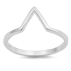 Sterling Silver Rhodium Plated V Shaped Plain RingsAnd Face Height 9mm
