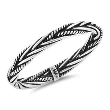 Load image into Gallery viewer, Sterling Silver Rhodium Plated Rope Braid Bali Shaped Plain RingsAnd Face Height 3mm