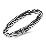 Sterling Silver Rhodium Plated Rope Braid Bali Shaped Plain RingsAnd Face Height 3mm