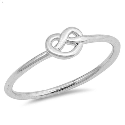 Sterling Silver Rhodium Plated Love Knot Shaped Plain RingsAnd Face Height 5mm