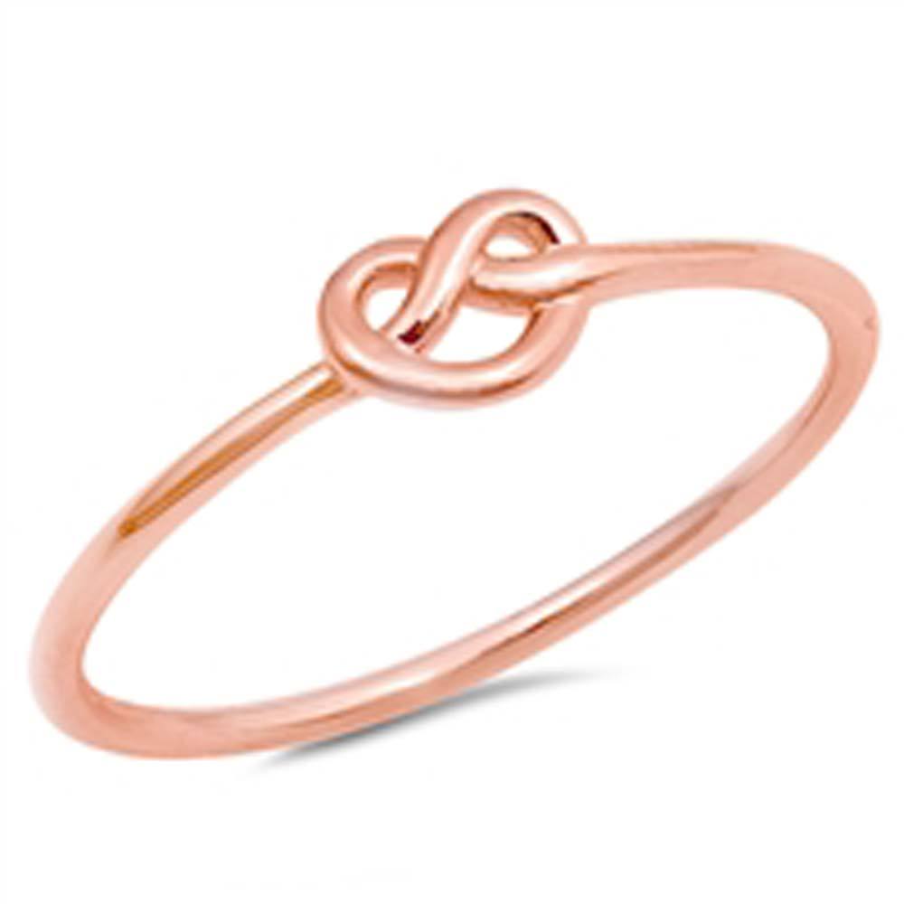 Sterling Silver Rose Gold Plated Love Knot Shaped Plain RingsAnd Face Height 5mm