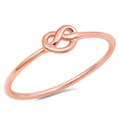 Sterling Silver Rose Gold Plated Love Knot Shaped Plain RingsAnd Face Height 5mm