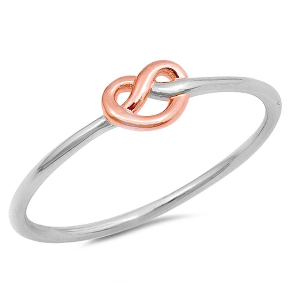 Sterling Silver Two Toned Rhodium Plated Love Knot Shaped Plain RingsAnd Face Height 5mm