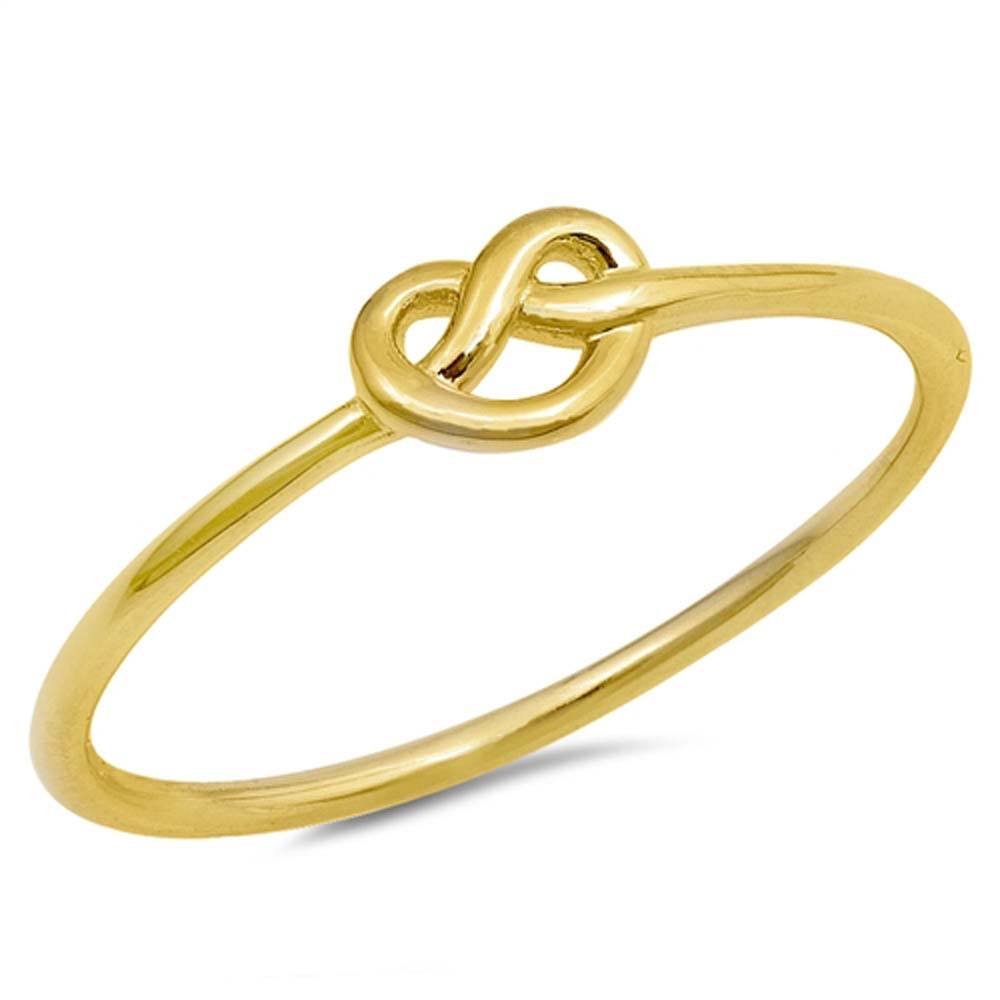 Sterling Silver Yellow Gold Plated Love Knot Shaped Plain RingsAnd Face Height 5mm