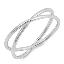 Load image into Gallery viewer, Sterling Silver Criss Cross Shaped Plain RingsAnd Face Height 5mm