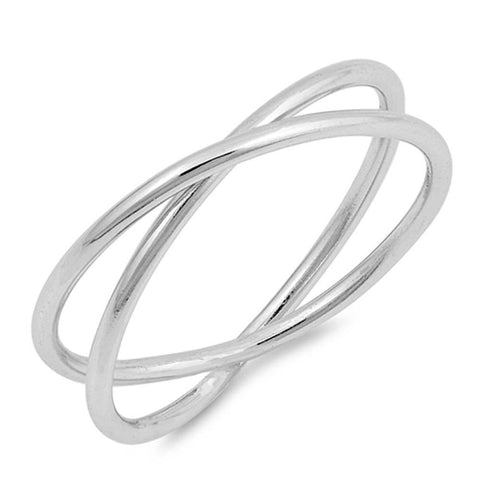 Sterling Silver Criss Cross Shaped Plain RingsAnd Face Height 5mm