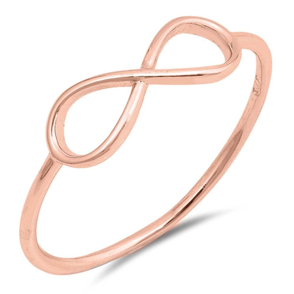 Sterling Silver Rose Gold Plated Infinity Shaped Plain RingsAnd Face Height 5mm