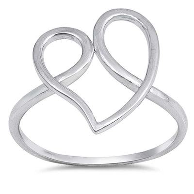 Sterling Silver Rhodium Plated Heart Shaped Plain RingsAnd Face Height 17mm