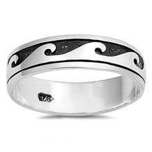 Load image into Gallery viewer, Sterling Silver Oxidize Wave Shaped Plain Rings and Face Height 6mm