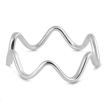 Sterling Silver Wraparound Wave Shaped Plain RingsAnd Face Height 6mm