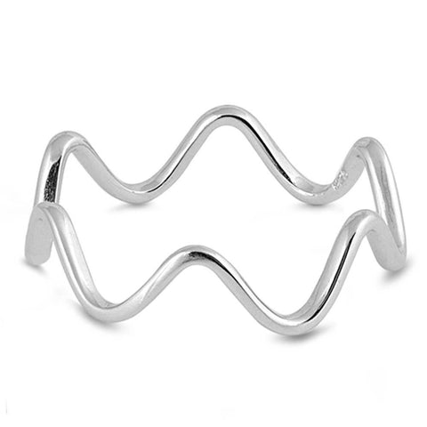 Sterling Silver Wraparound Wave Shaped Plain RingsAnd Face Height 6mm
