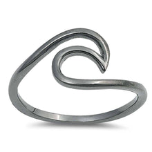 Load image into Gallery viewer, Sterling Silver Rhodium Plated Wave Shaped Plain RingsAnd Face Height 9mm
