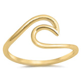 Sterling Silver Yellow Gold Plated Wave Shaped Plain RingsAnd Face Height 9mm