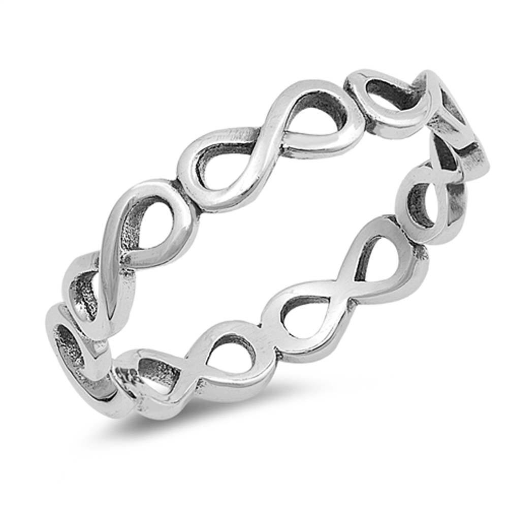 Sterling Silver Oxidized Wraparound Infinity Shaped Plain RingsAnd Face Height 4mm