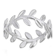 Load image into Gallery viewer, Sterling Silver Rhodium Plated Leaves Shaped Plain RingsAnd Face Height 10mm