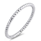 Sterling Silver Rhodium Plated Thin Diamond Cut Band Shaped Plain Rings and Face Height 1mm