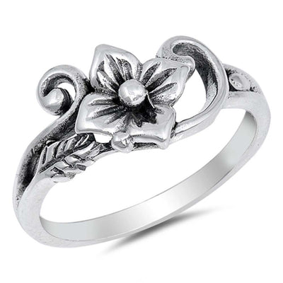 Sterling Silver Flower And Vine Shaped Plain RingsAnd Face Height 11mm