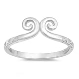 Sterling Silver Rhodium Plated Swirl Shaped Plain RingsAnd Face Height 7mm