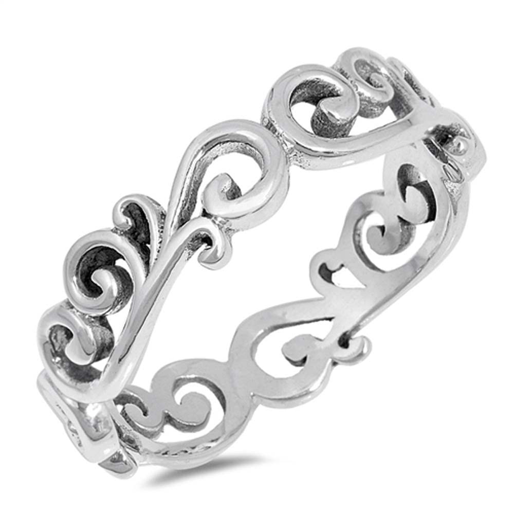 Sterling Silver Vines Shaped Plain RingsAnd Face Height 5mm