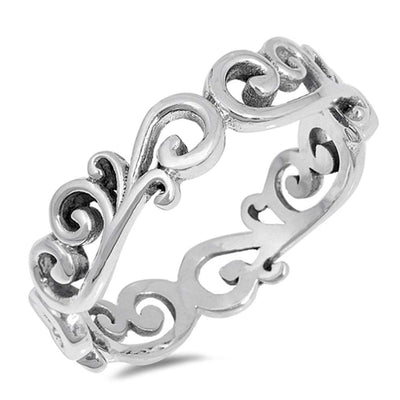 Sterling Silver Vines Shaped Plain RingsAnd Face Height 5mm