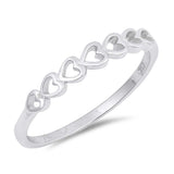 Sterling Silver Rhodium Plated Hearts Shaped Plain RingsAnd Face Height 3mm