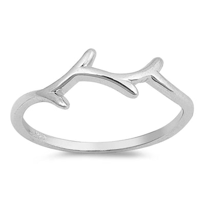 Sterling Silver Tree Branch Shaped Plain RingsAnd Face Height 6mm