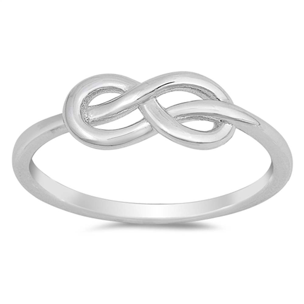 Sterling Silver Rhodium Plated Infinity Knot Shaped Plain RingsAnd Face Height 6mm