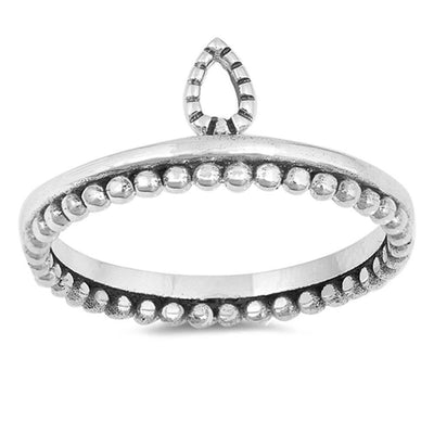 Sterling Silver Diya Shaped Plain RingsAnd Face Height 8mm