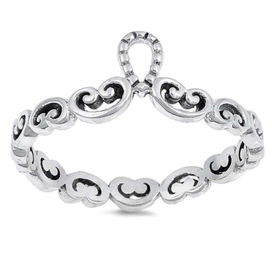 Sterling Silver Diya And Vine Shaped Plain RingsAnd Face Height 8mm