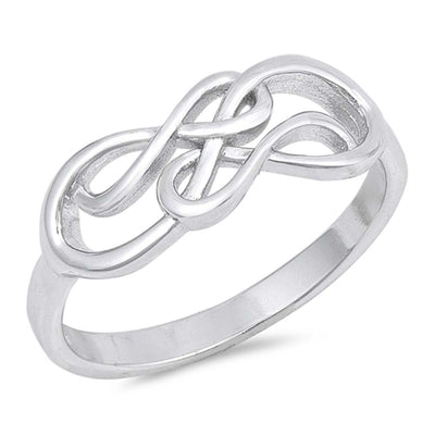 Sterling Silver High Polished Double Infinity Shaped Plain RingsAnd Face Height 7mm