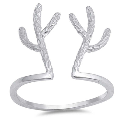 Sterling Silver Reindeer Antlers Shaped Plain RingsAnd Face Height 18mm