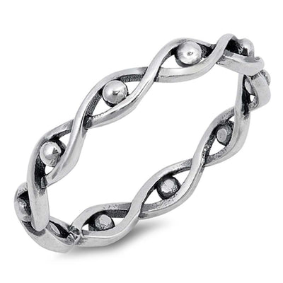 Sterling Silver Oxidized Infinity Shaped Plain RingsAnd Face Height 3mm