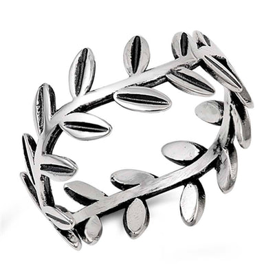 Sterling Silver Leaves Shaped Plain RingsAnd Face Height 9mm