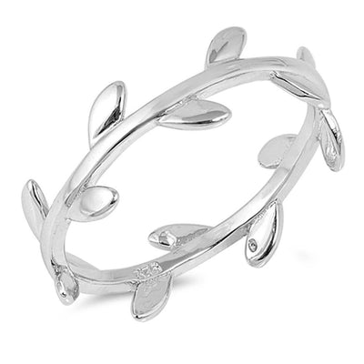 Sterling Silver Vine Shaped Plain Rings And Face Height 6mm