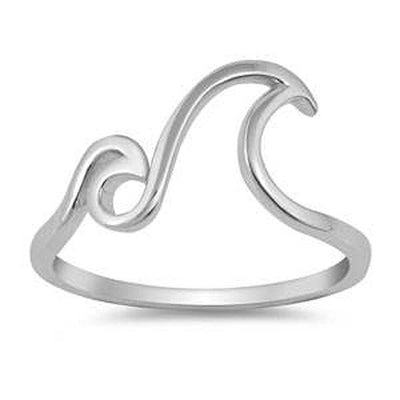 Sterling Silver Double Waves Shaped Plain RingsAnd Face Height 10mm