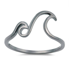 Load image into Gallery viewer, Sterling Silver Black Rhodium Double Waves Shaped Plain RingsAnd Face Height 10mm