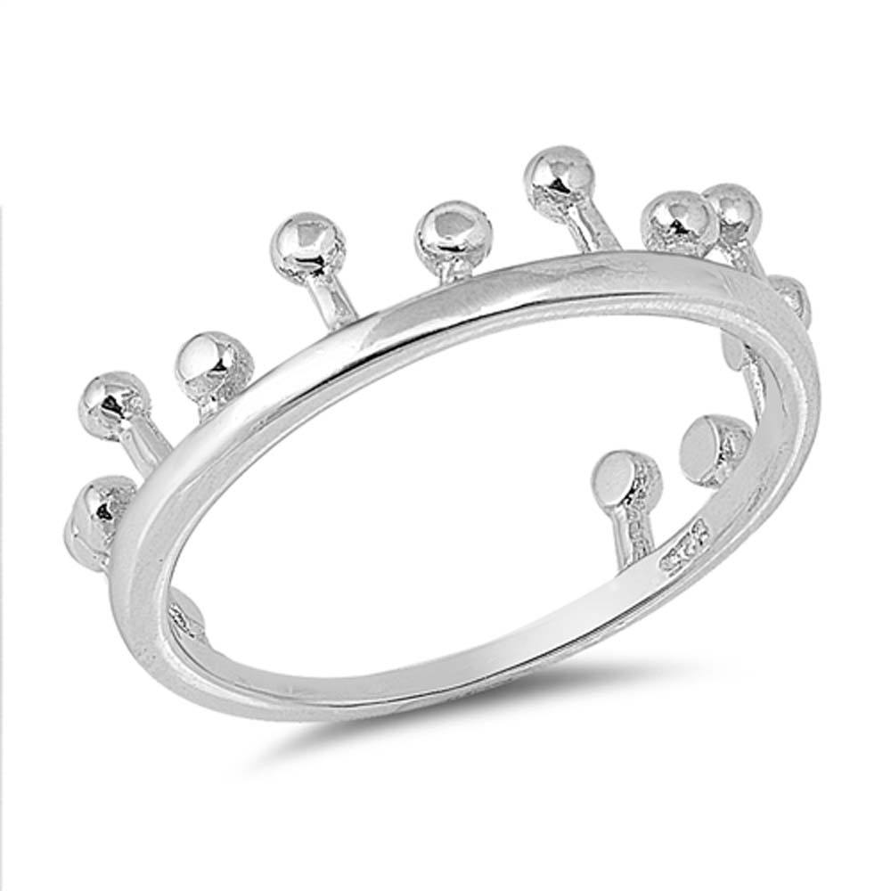 Sterling Silver Crown Shaped Plain RingsAnd Face Height 5mm