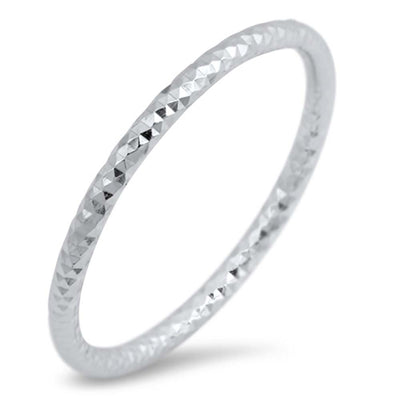 Sterling Silver Thin Diamond Cut Shaped Plain RingsAnd Face Height 1.5mm
