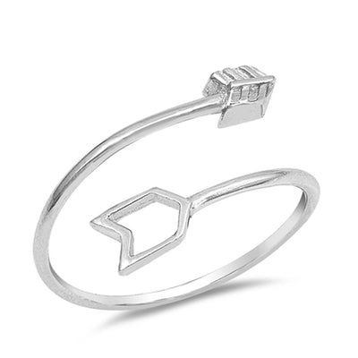 Sterling Silver Open Arrow Shaped Plain RingsAnd Face Height 10mm