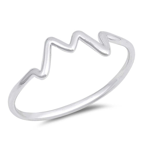 Sterling Silver igh Polished Zig Zag Shaped Plain RingsAnd Face Height 6mm
