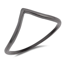 Load image into Gallery viewer, Sterling Silver Black Rhodium Plated V Shape Plain RingsAnd Face Height 8mm